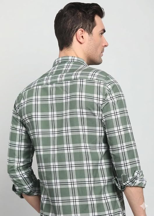 OnZones Men's Checkered Casual Shirt | Regular Fit Full Sleeve Cotton