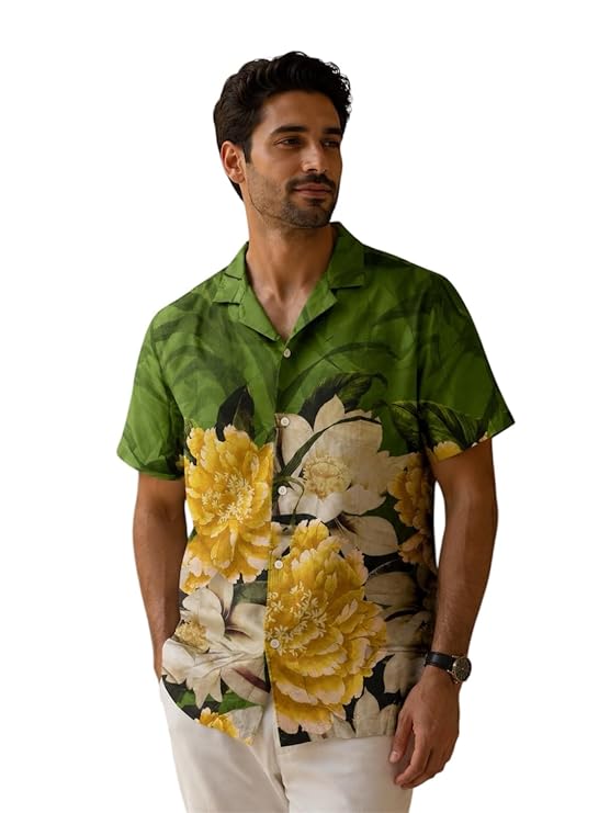 OnZones Men's Tropical Floral Print Shirt | Regular Fit Half Sleeve