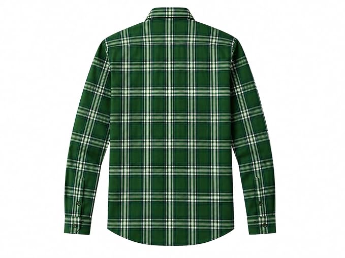 OnZones Men's Green Plaid Check Shirt | Regular Fit Full Sleeve
