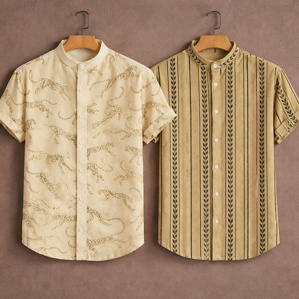 Ivory Men’s Cotton Designer Shirt – Combo Of  2
